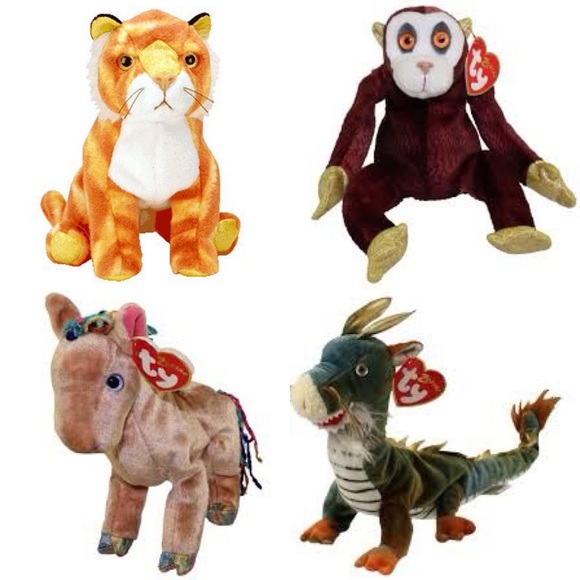 NEW! RARE! Vintage! 2000 TY Beanie Baby - Zodiac Dragon, Monkey, Horse, & Tiger - Picture 10 of 12
